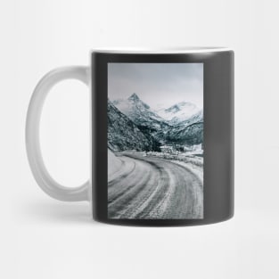 Frozen Road to Geiranger During Moody Winter Day (Norway) Mug